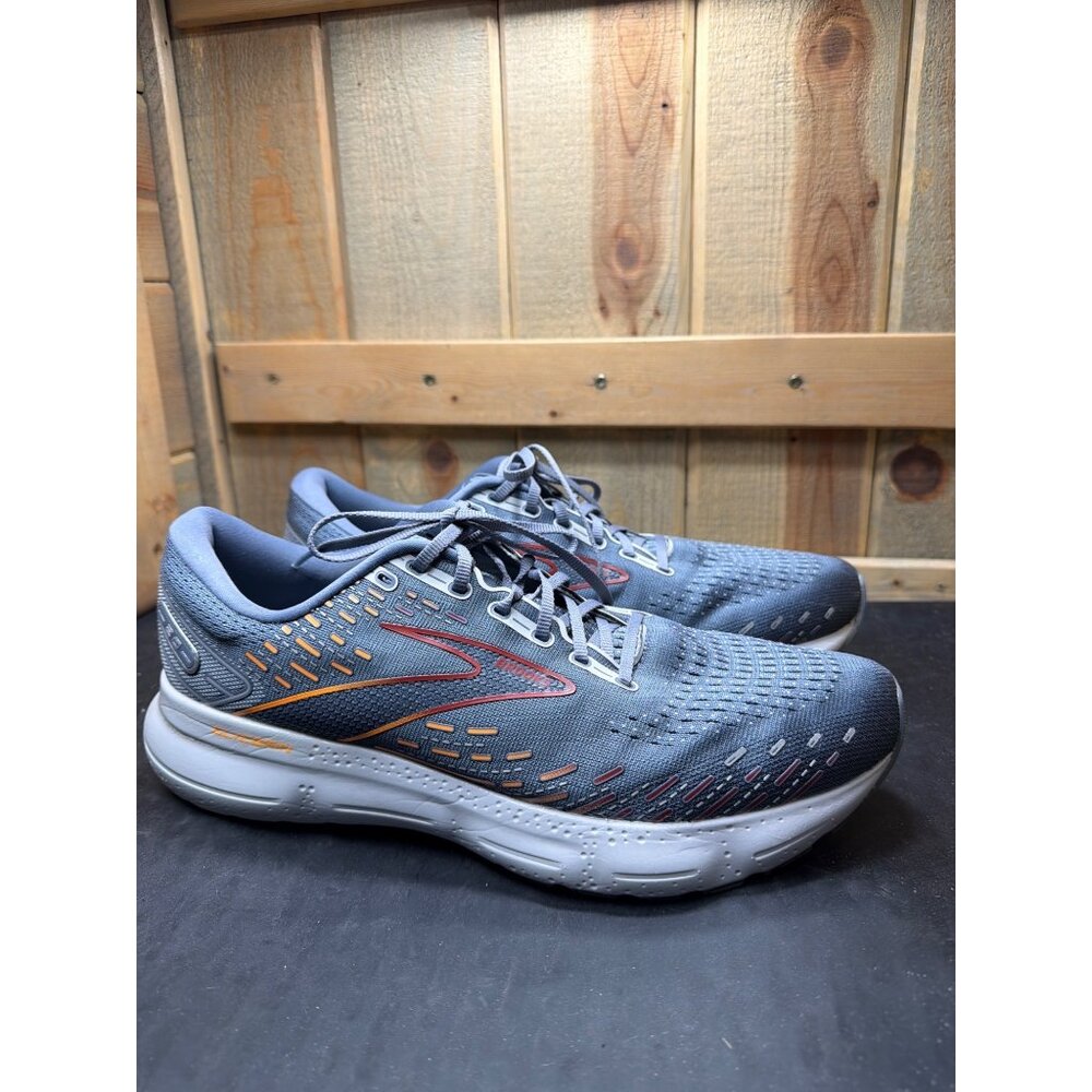 Brooks Mens Glycerin 20 Running Shoes Grey/Chili Oil/Orange Size 13 Cushioned